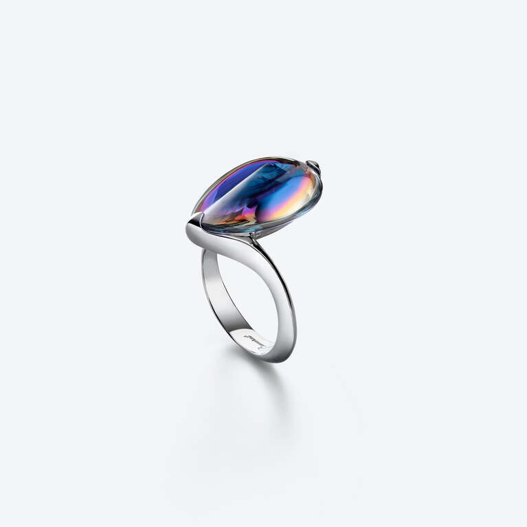 Fleurs de Psydélic Silver Ring Blue Scarabee