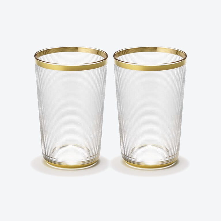 グラス 金縁千筋 2客セット  Baccarat