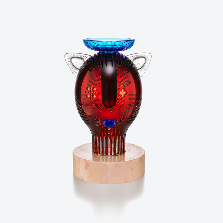 Sculpture Renard Faunacrystopolis Baccarat en Cristal Orange Voir 1