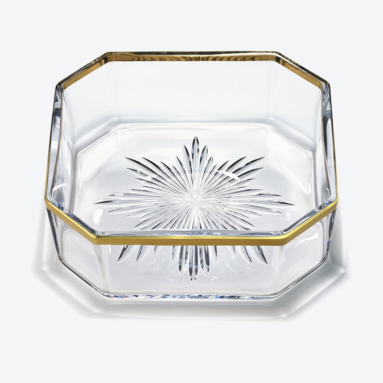 Bowl Gold Rimmed Octagonal Baccarat in Crystal Gold