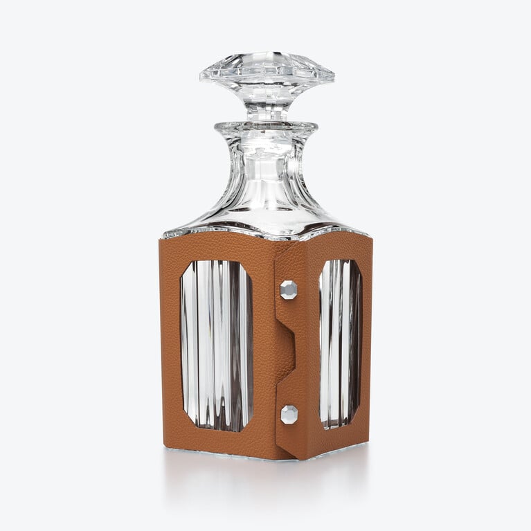 Octogone Decanter Case Baccarat in Leather Brown