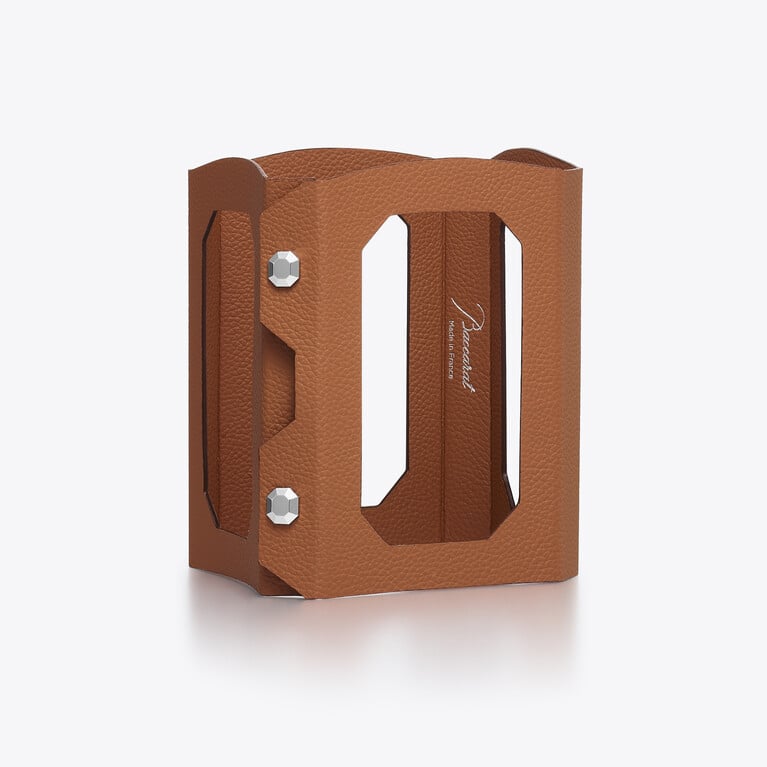 Octogone Decanter Case Baccarat in Brown Leather