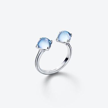 Mini Médicis Toi&Moi Silver Ring Aqua mirror Baccarat