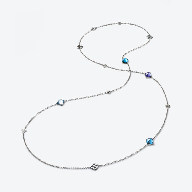 Mini M&eacute;dicis Silver Long Necklace Baccarat in Silver Blue View 1