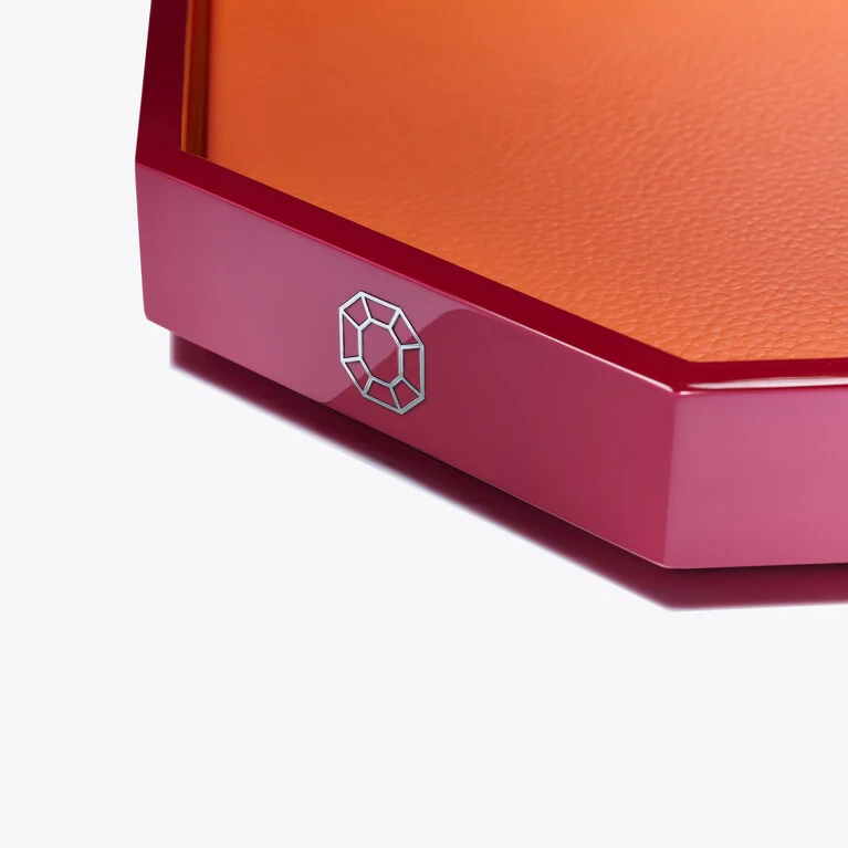 Octogone-Tablett L Baccarat in Orangeem Recyceltes Leder Siehe 4