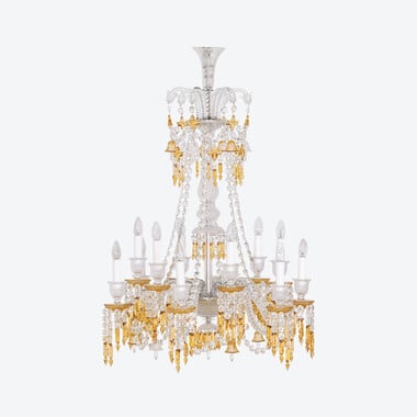 Zénith Charleston Chandelier Long (12L) Baccarat in Crystal Yellow