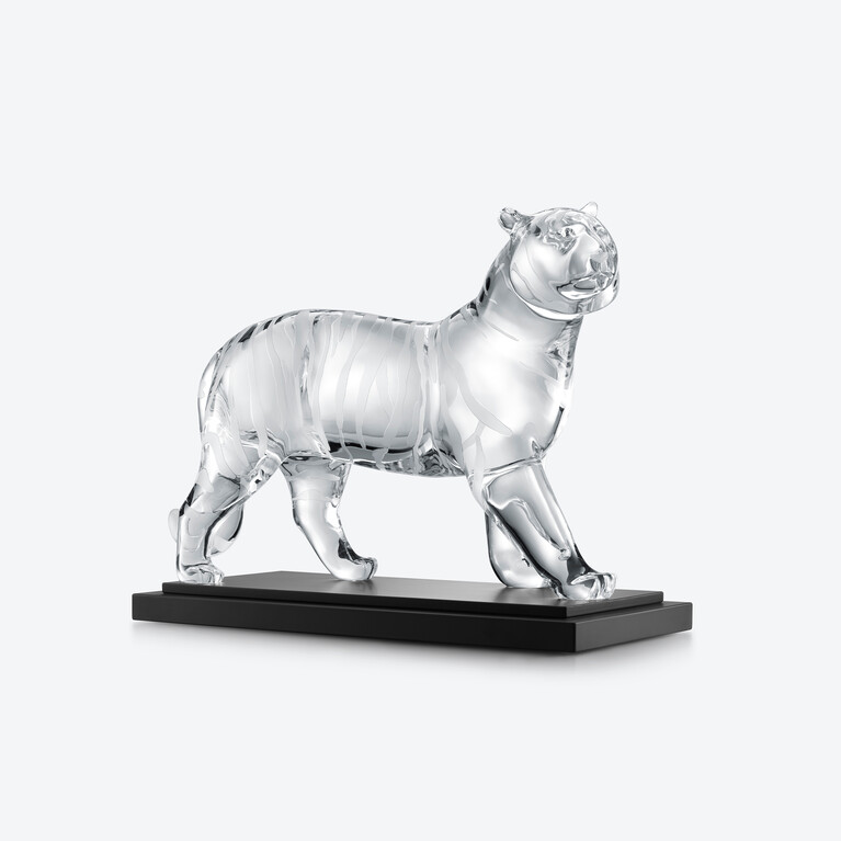 Sculpture Tigre Royal Baccarat en Cristal Clair