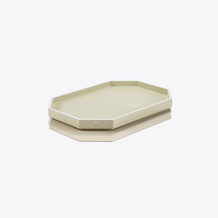 Octogone Tray S Baccarat in Recycled leather White View 2