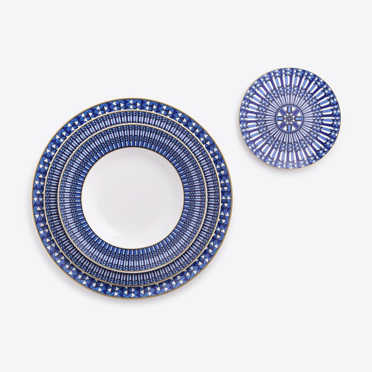 Arcadia Blue Deep Plates Baccarat in Porcelain Blue View 3