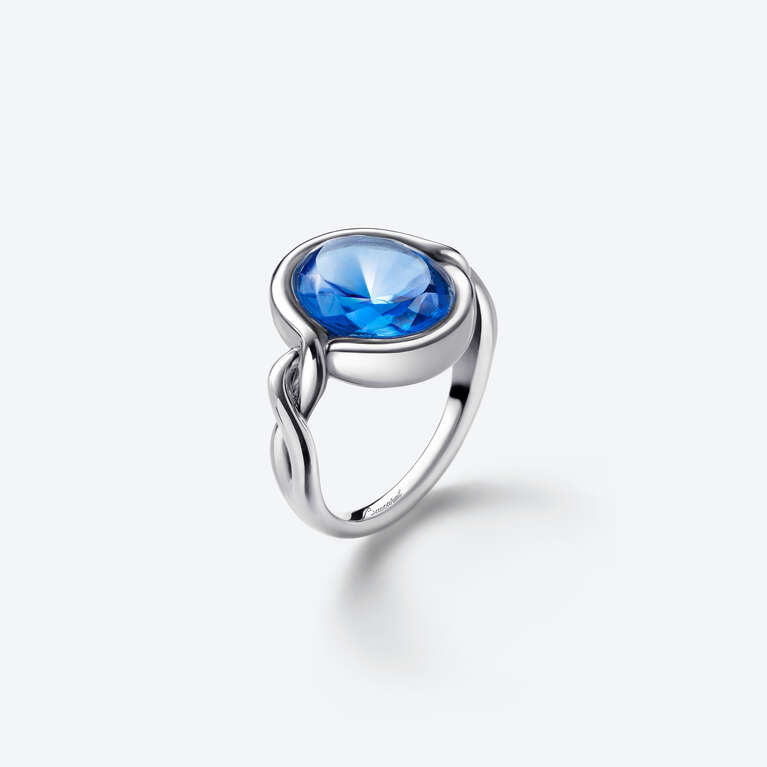 Croisé Silberner Ring Blau