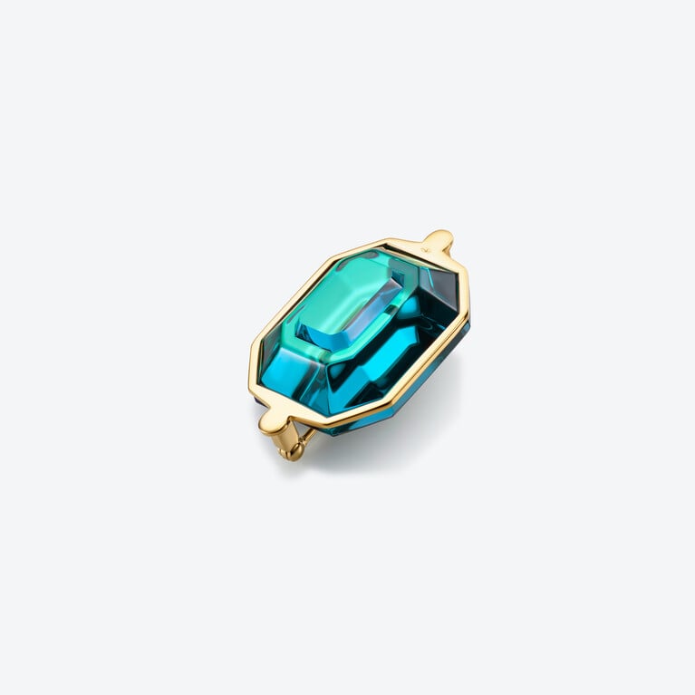 Harcourt Gold plated Brooch Baccarat in 18-Karat Gold-Plated Blue View 1