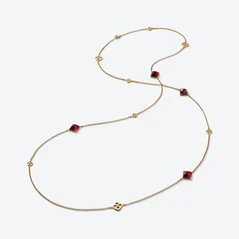 Select Mini M&eacute;dicis Gold Plated Long Necklace Baccarat in 18-Karat Gold-Plated Red