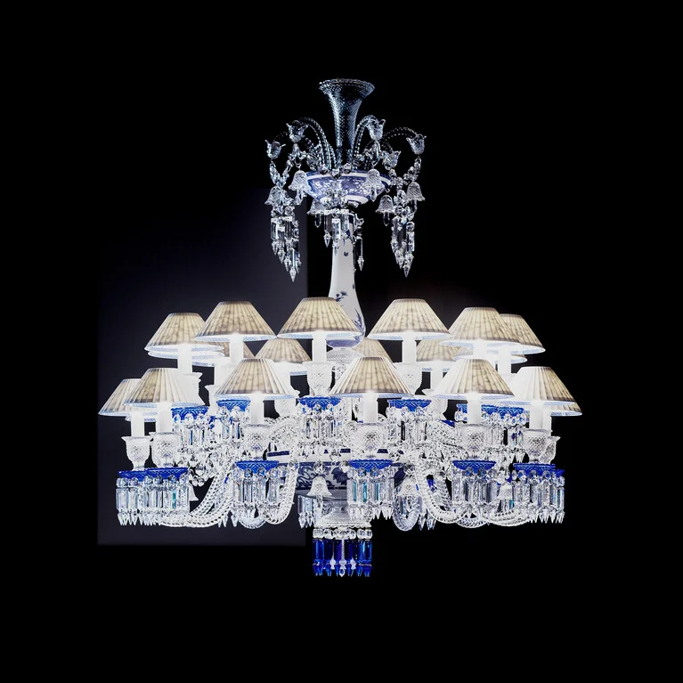 Z&eacute;nith Printemps Bleu Chandelier (24L) Baccarat in Crystal Blue View 1