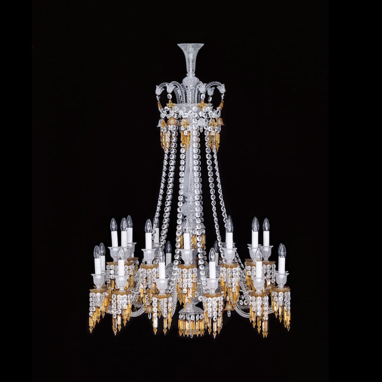 Z&eacute;nith Charleston Chandelier Long (24L) Baccarat in Crystal Yellow