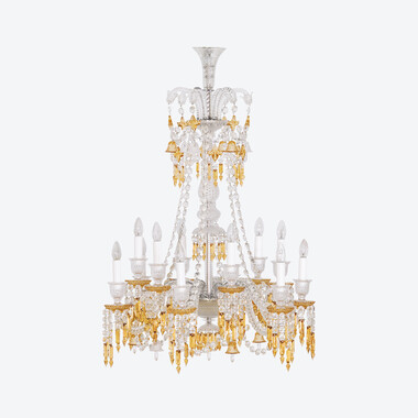 Zénith Charleston Chandelier Long (12L) Baccarat in Crystal Yellow