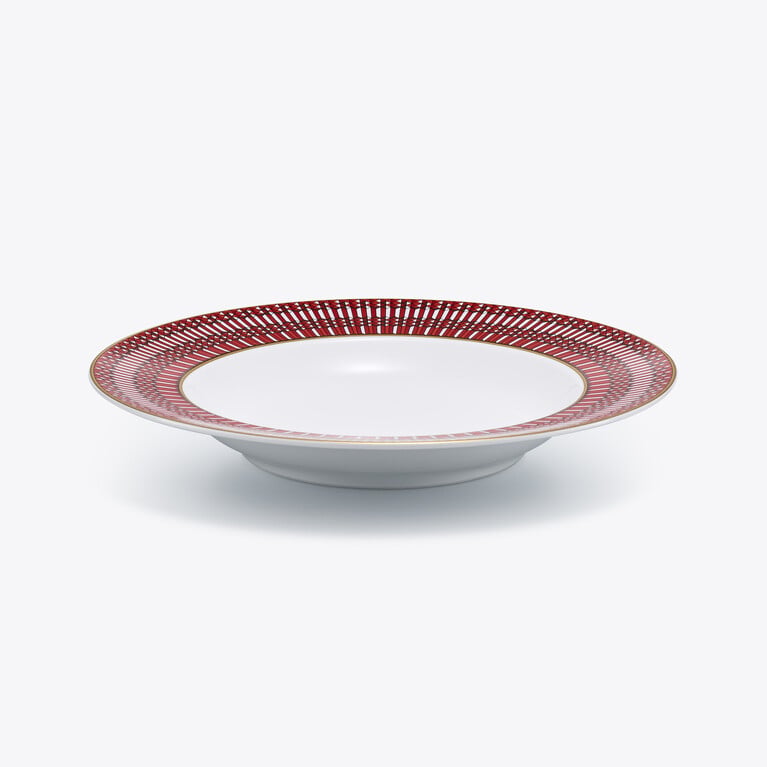 Arcadia Red Deep Plates Baccarat in Porcelain Red View 2