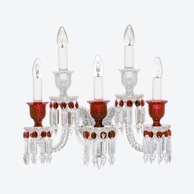 Zénith Rot Wandleuchte (5L) Baccarat in Rotem Kristall