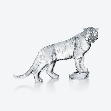 Roaring Bengal Sculpture Baccarat in Crystal Gold