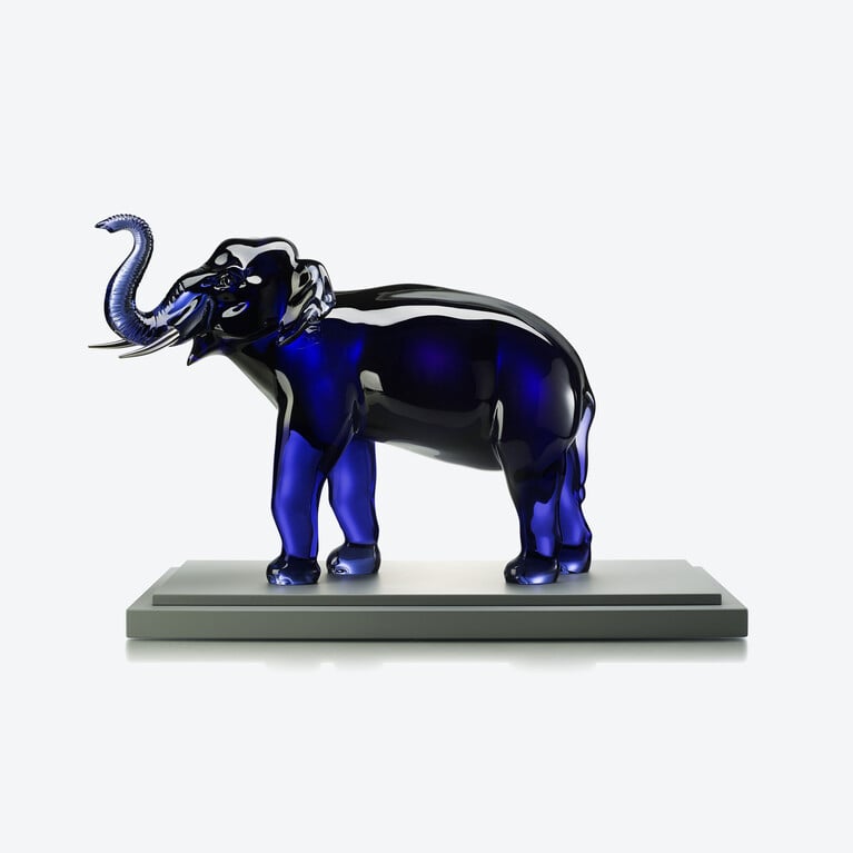 Elefant Baccarat in Blauem Kristall