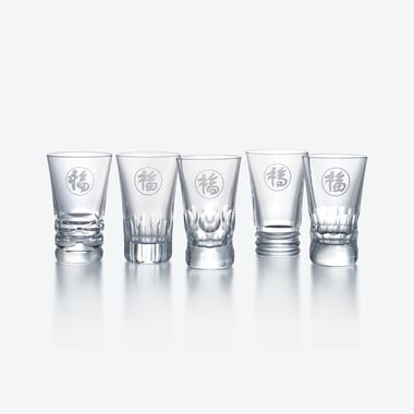 グラス ジャパン 福 5客アソートセット Baccarat、クリアのクリスタル製のビールグラス