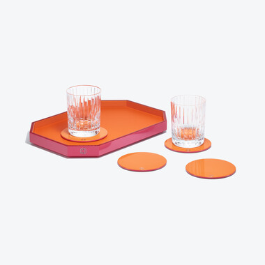 Plateau Octogone S & Dessous De Verre X4 Oranges & Gobelets Harmonie  Baccarat