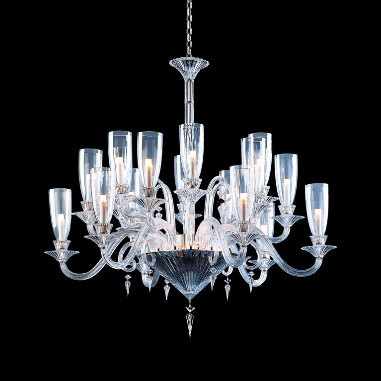 Mille Nuits Chandelier Hurricane Shades (18L) Baccarat in Crystal Clear