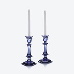 Select Bougeoirs Harcourt Baccarat en Cristal Bleu