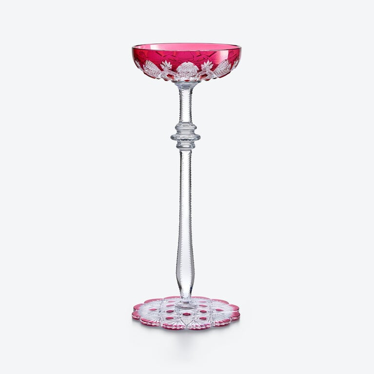 Tsar Schüssel Baccarat, Champagner-Coupé aus Rosaem Kristall