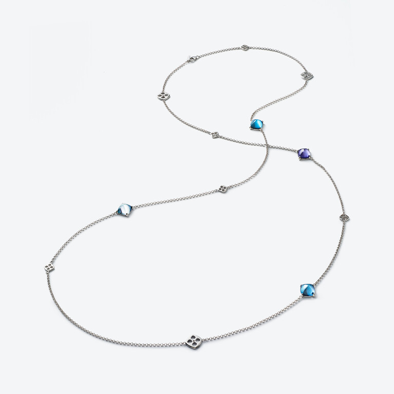 Mini M&eacute;dicis Silberner Lange Halskette Baccarat in Blauem Silber Siehe 1