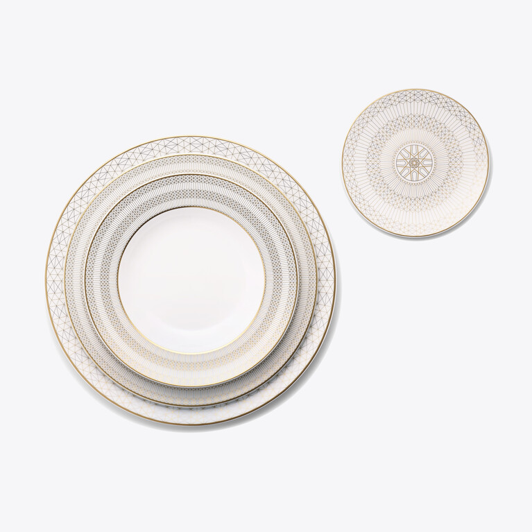 Assiettes Creuses Arcadia Or et Platine x2  Baccarat