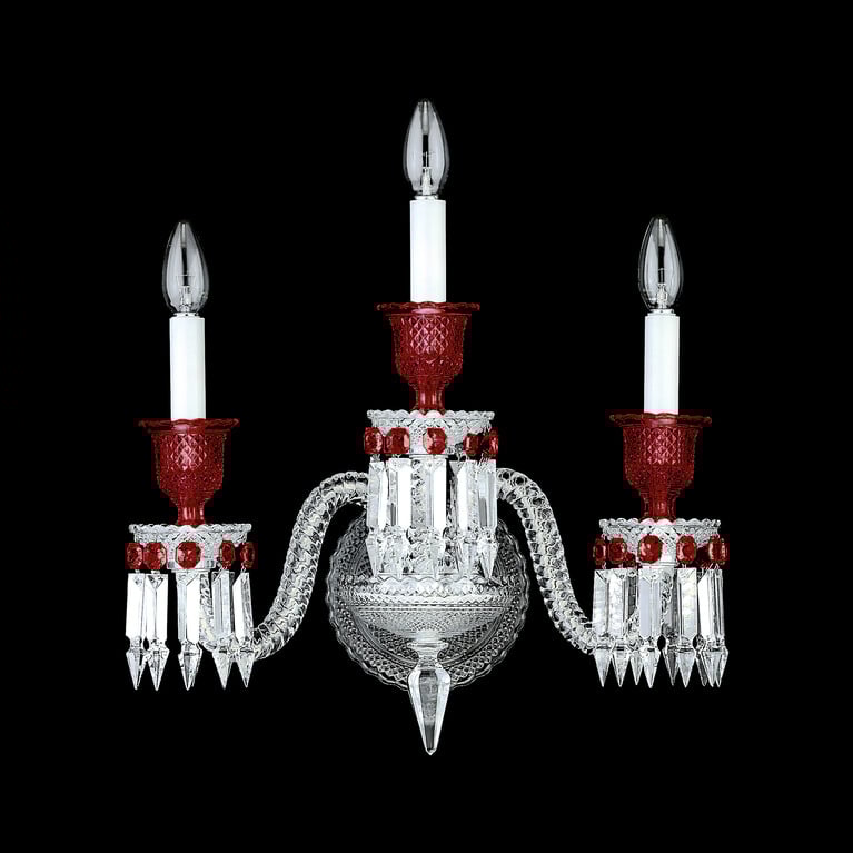 Aplique De Pared Z&eacute;nith Rojo (3L) Baccarat en Cristal Red