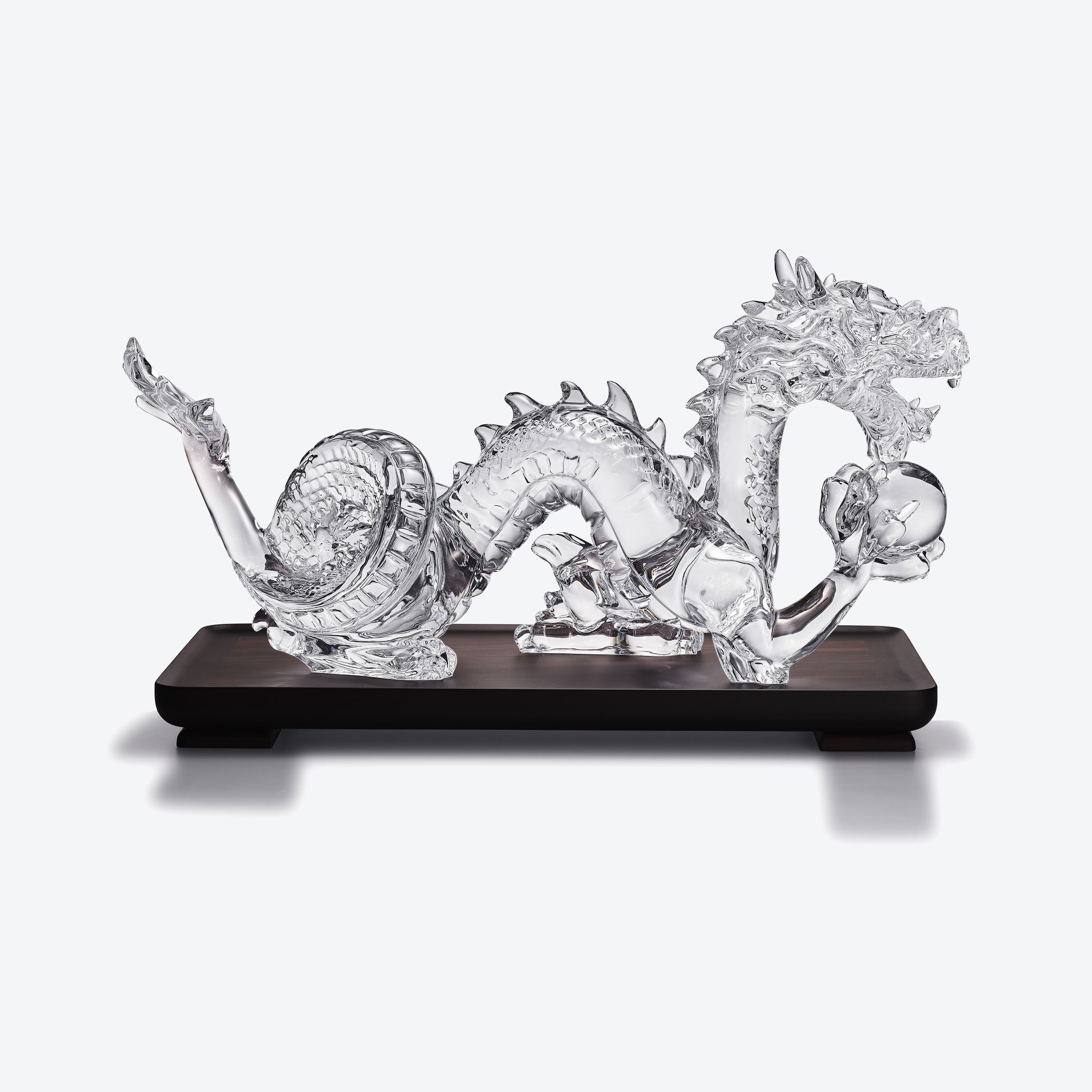 美品　バカラ　干支オブジェ　ドラゴン　箱付き Baccarat バカラ 干支 ドラゴン ゴールド・大理石 台座 Lサイズ