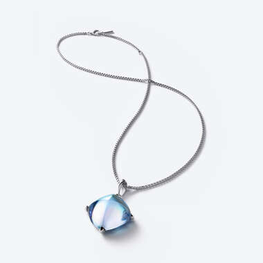 Médicis Silver Long Necklace Aqua mirror View 1