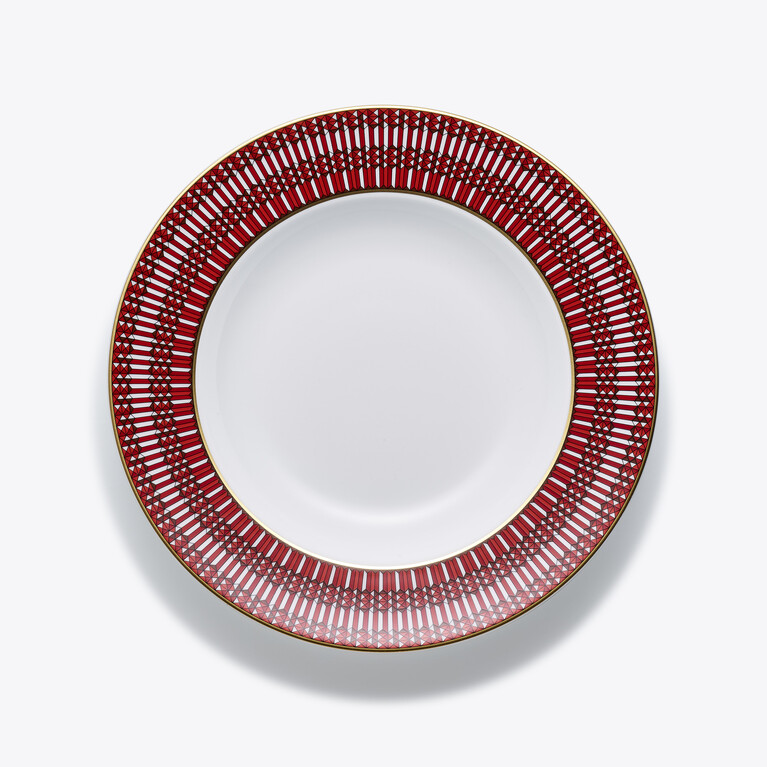 Assiettes Creuses Arcadia Rouge Baccarat en Porcelaine Rouge Voir 1