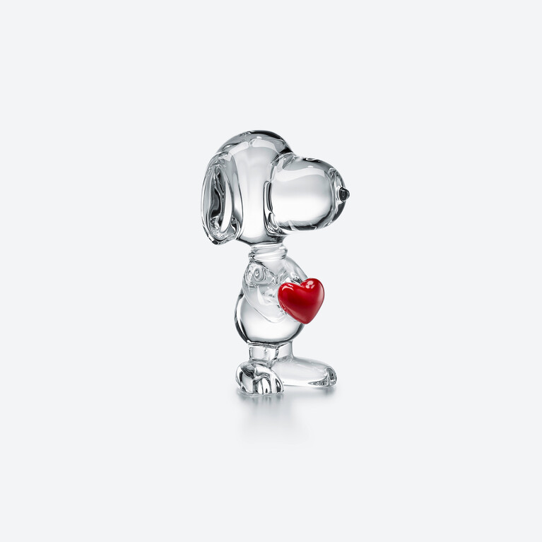 Snoopy Heart Figurine Baccarat in Crystal Red View 1
