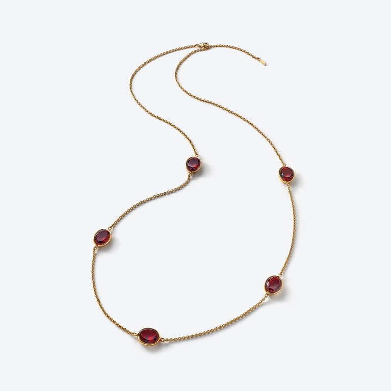Sautoir Croisé Vermeil Rouge