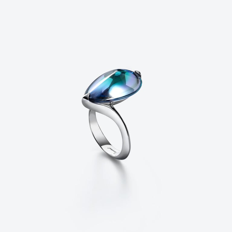 Fleurs de Psyd&eacute;lic Silver Ring Baccarat in Silver Blue View 1