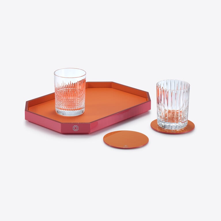 Octogone Tray S Baccarat in Lacquer Orange
