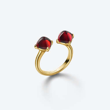 Mini Médicis Toi&Moi Gold Plated Ring Red Mirror View 1
