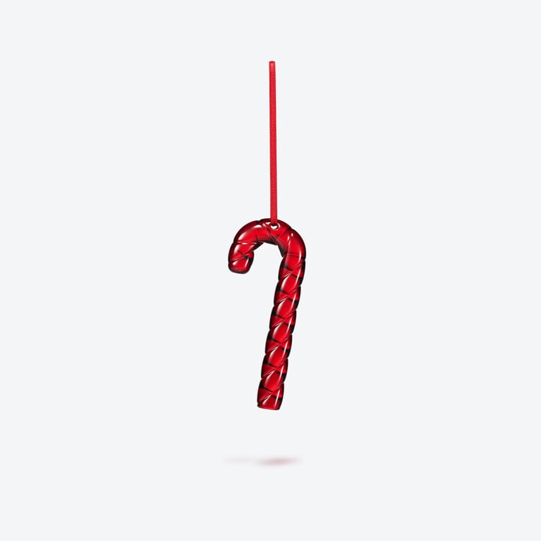 Candy Cane Ornament Red Baccarat in Crystal Red