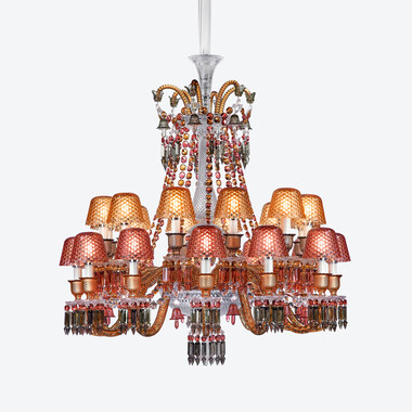 Z&eacute;nith Faunacrystopolis Chandelier Pink & Champagne (24L) Baccarat in Crystal Multicolor