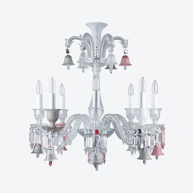 Z&eacute;nith Flou, Je te Vois Flou Chandelier (8L) Baccarat in Crystal Pink