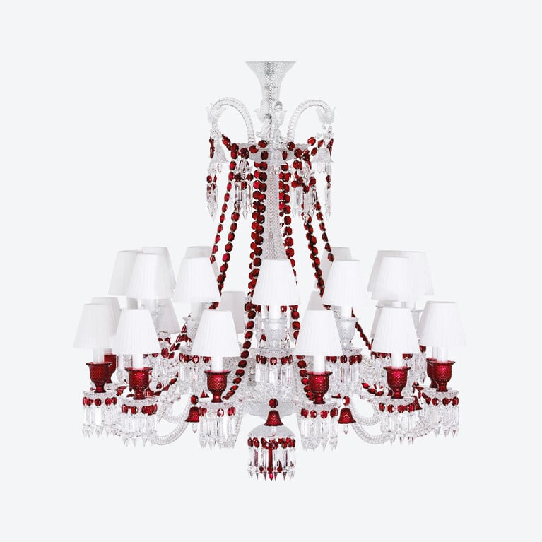 Lustre Zénith Rouge (24L) Baccarat en Cristal Rouge