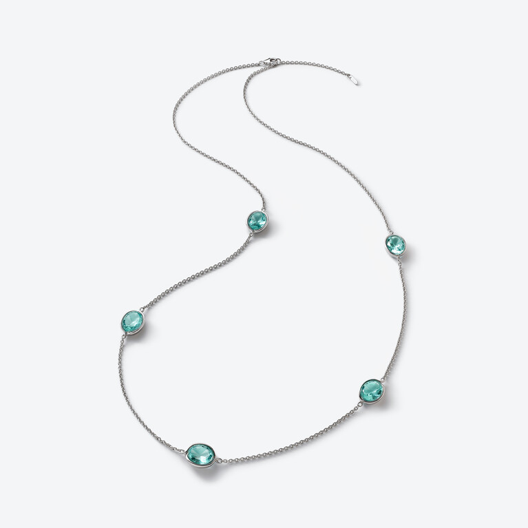 Crois&eacute; Silver Long Necklace Baccarat in Silver Blue