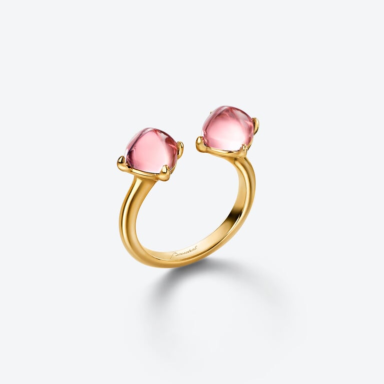 Mini M&eacute;dicis Toi&Moi Gold Plated Ring Baccarat in Gold Plated Pink View 1