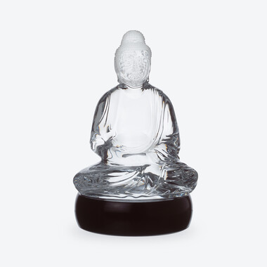 Sculpture Bouddha Baccarat en Cristal Clair