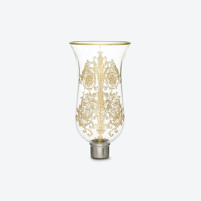 Tulip Hurricane Shade Flat Top Acanthus Baccarat in Gold Crystal