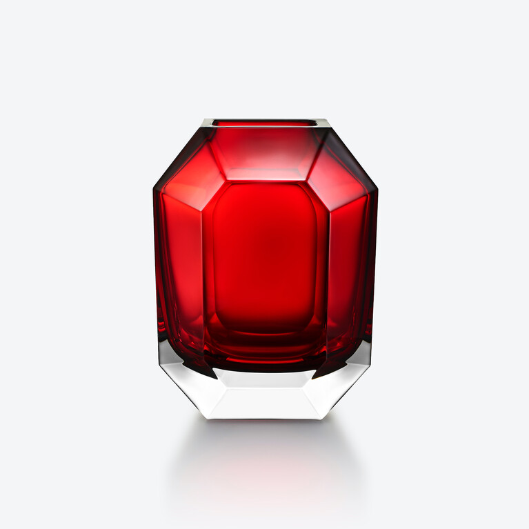 Octogone Vase Red Baccarat
