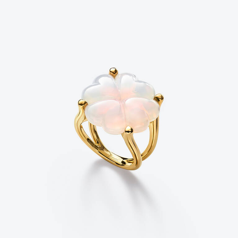 Trèfle Gold Plated Ring, White