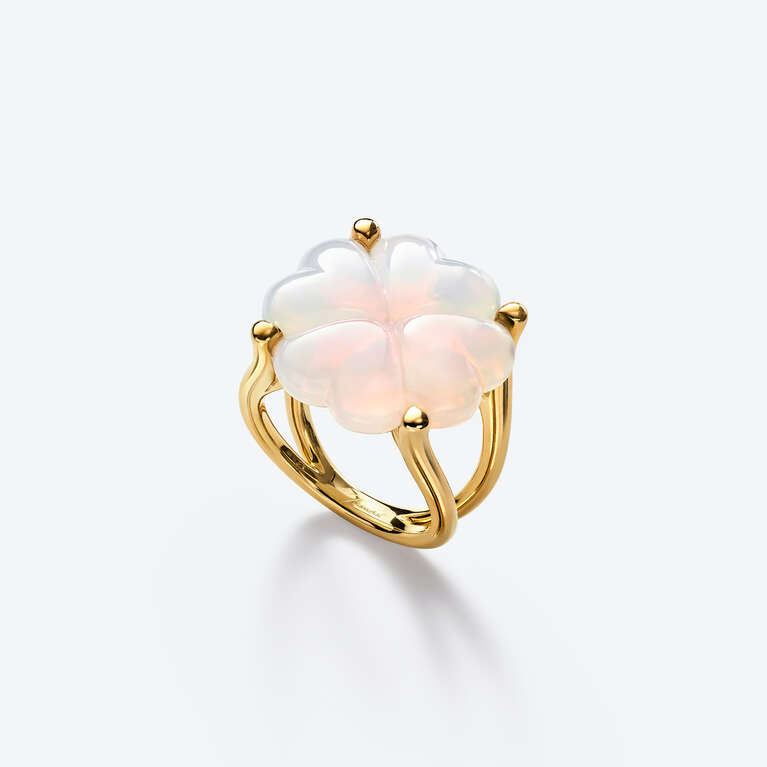 Trèfle Gold Plated Ring White